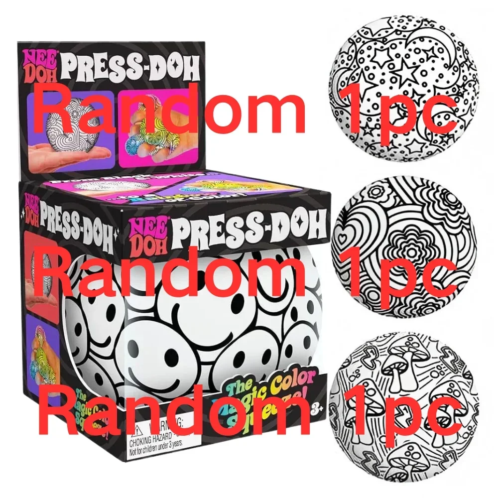 NEW NeeDoh Graffiti Ball Blind Box Desk Companion Squishy Smiley Ball Classroom Reward Stress Relief Fidget