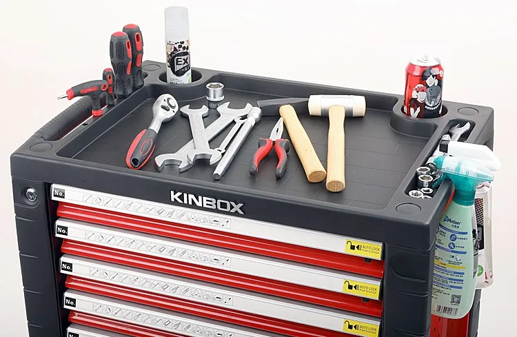 Kinbox 232-piece Car Repair Tool Box Set That Includes A Storage Cabinet With 7 Drawers For Efficient Organization