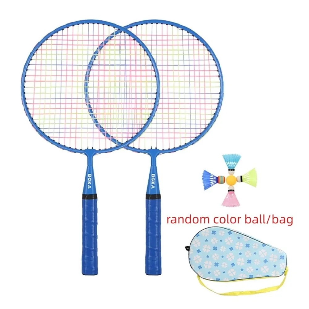 

Shock Absorbing Children Badminton Rackets Portable Lightweight Children Badminton Racquets with Carry Bag Iron Alloy