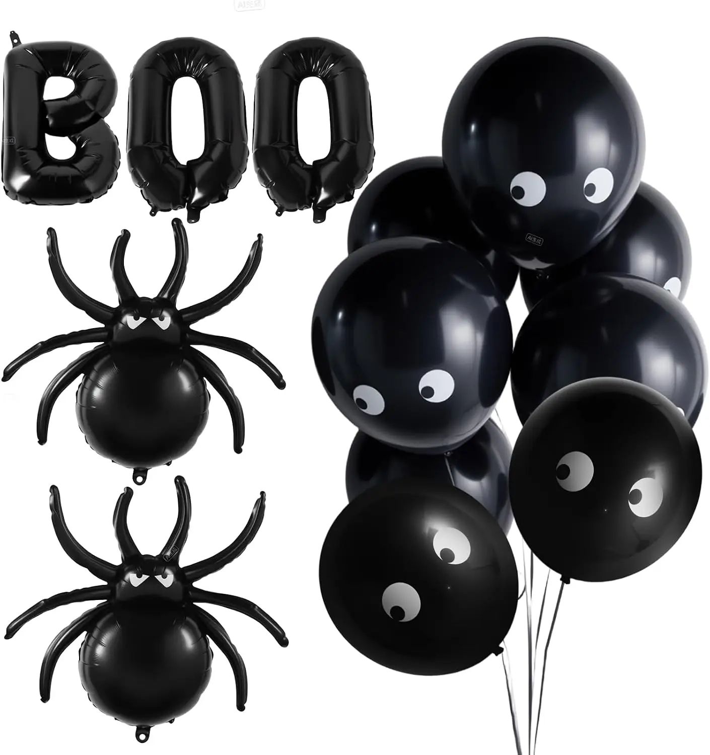 Halloween Balloons Set 35Pcs, Giant Black Spider Balloon, 32 Inch Extra Large BOO, Eyeball Latex Eye Balloons for Halloween Decorations Party Supplies Spooky Birthday Decor