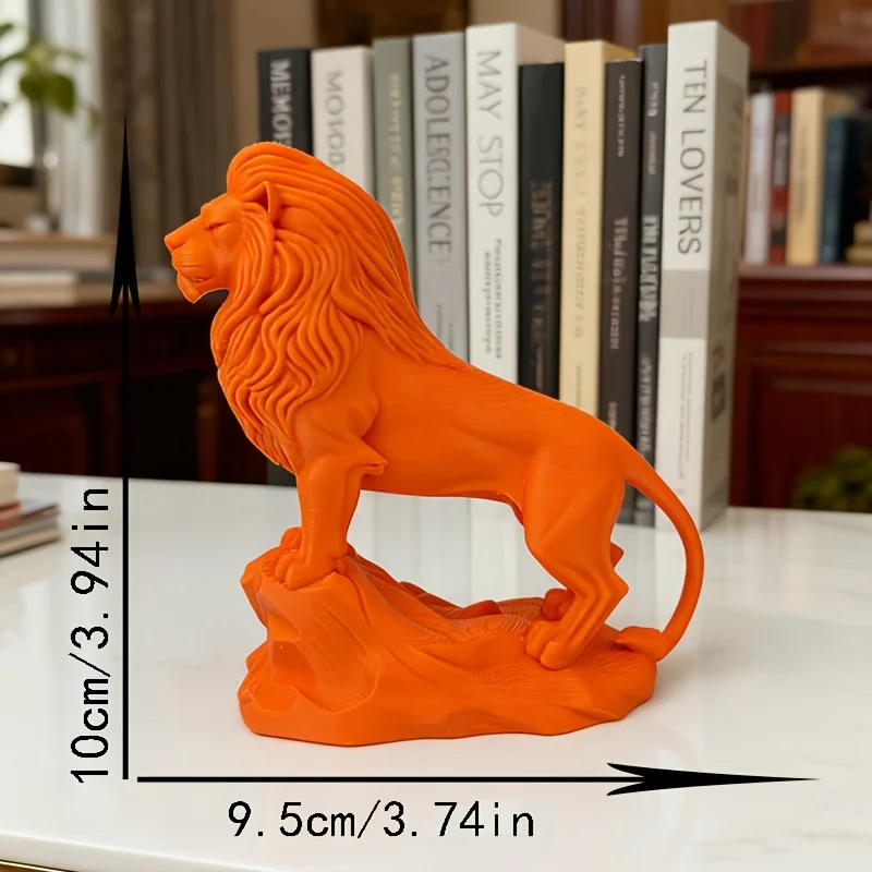 Lion Statue Figurine, Gold Silver Finish, Symbol of Courage & Loyalty, Desktop Home Office Decor, Animal Collectible, Ideal Gift