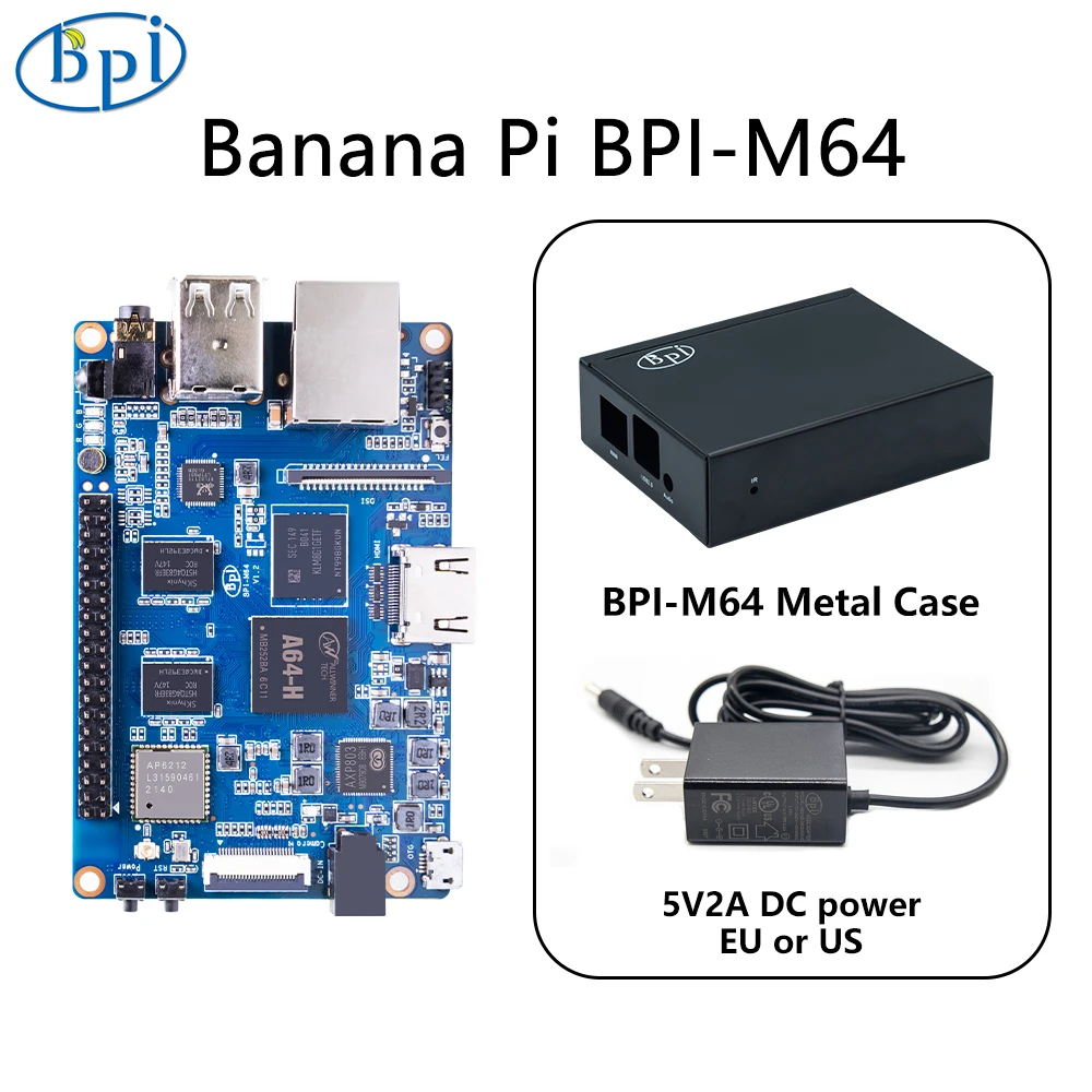 

Banana PI BPI-M64 With Metal Case Power Adapter MediaTek MT7622 Dual-Core 1 GB DDR3 Support Wifi BT POE Linux Raspberry Pi
