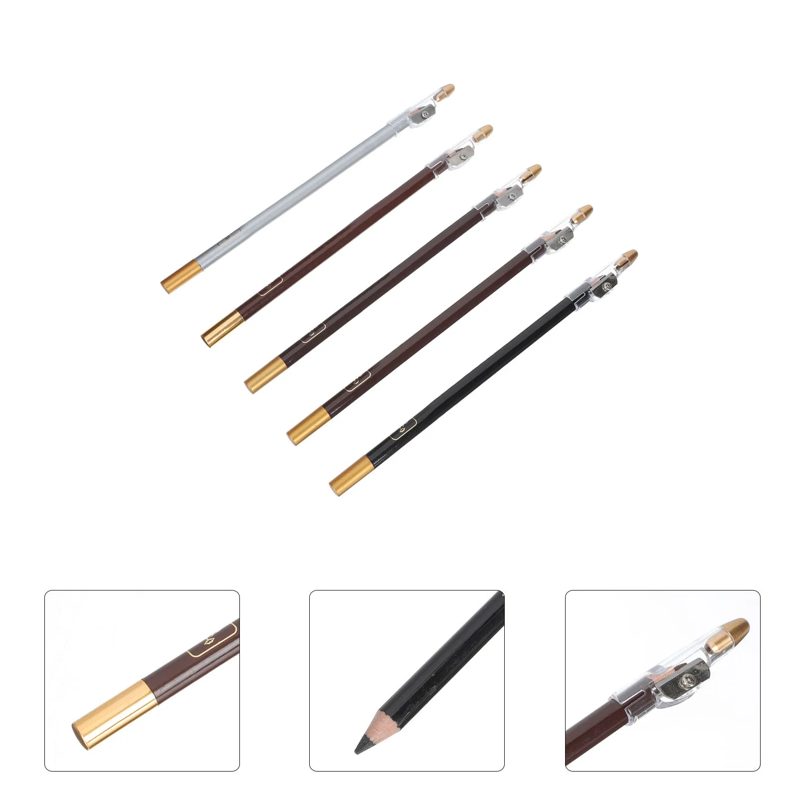 5Pcs Stereoscopic Eyebrow Pencils Excellent Coloring Effect Portable Beauty Pencils with Sharpeners Eyebrow Makeup Tools