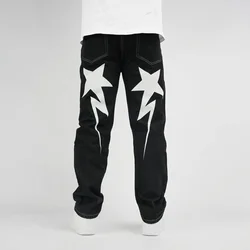 IFitnaEU-pantalones vaqueros de pierna recta para hombre, Jeans negros de estilo Hip Hop Harajuku, Y2k, nuevo, 2023