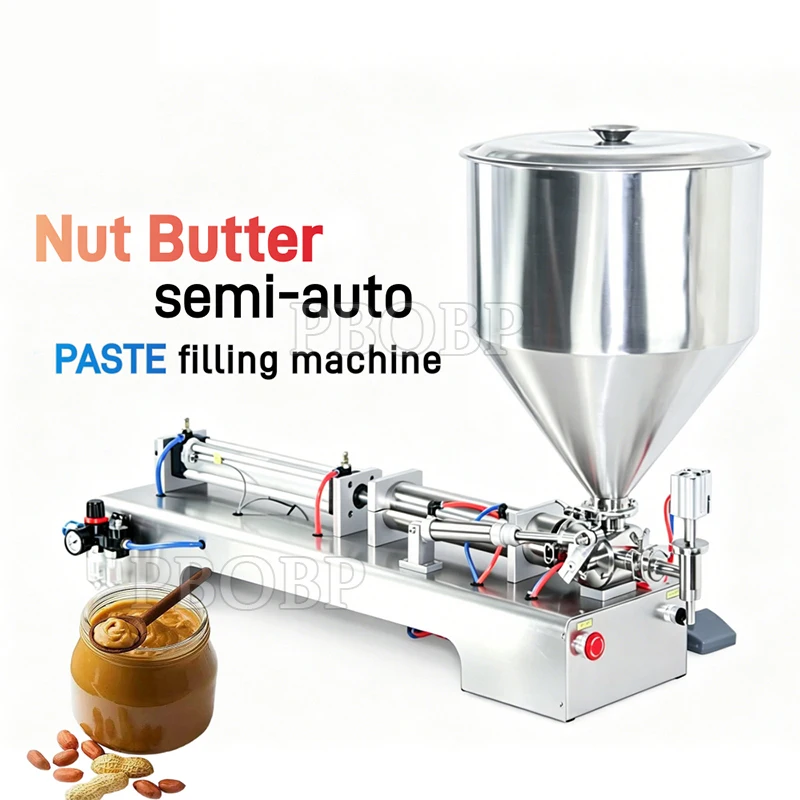 Semi-automatic Vertical Single-head Pneumatic Paste Filling Machine for Food & Beverage with High Productivity Easy Operation