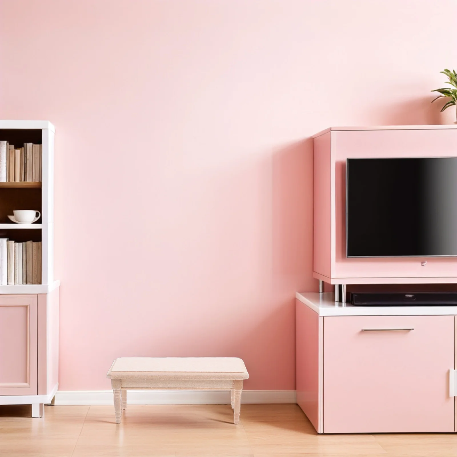 

Miniature Wooden Dollhouse Coffee Table Drawer 1:12 Scale Unfinished Wood DIY Painting Mini Dollhouse Furniture Living Room