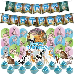 Disney Baby Deer Bambi Theme Children's Boys and Girls' Birthday Party Venue Decoration Set Flag Inserting Latex Balloon