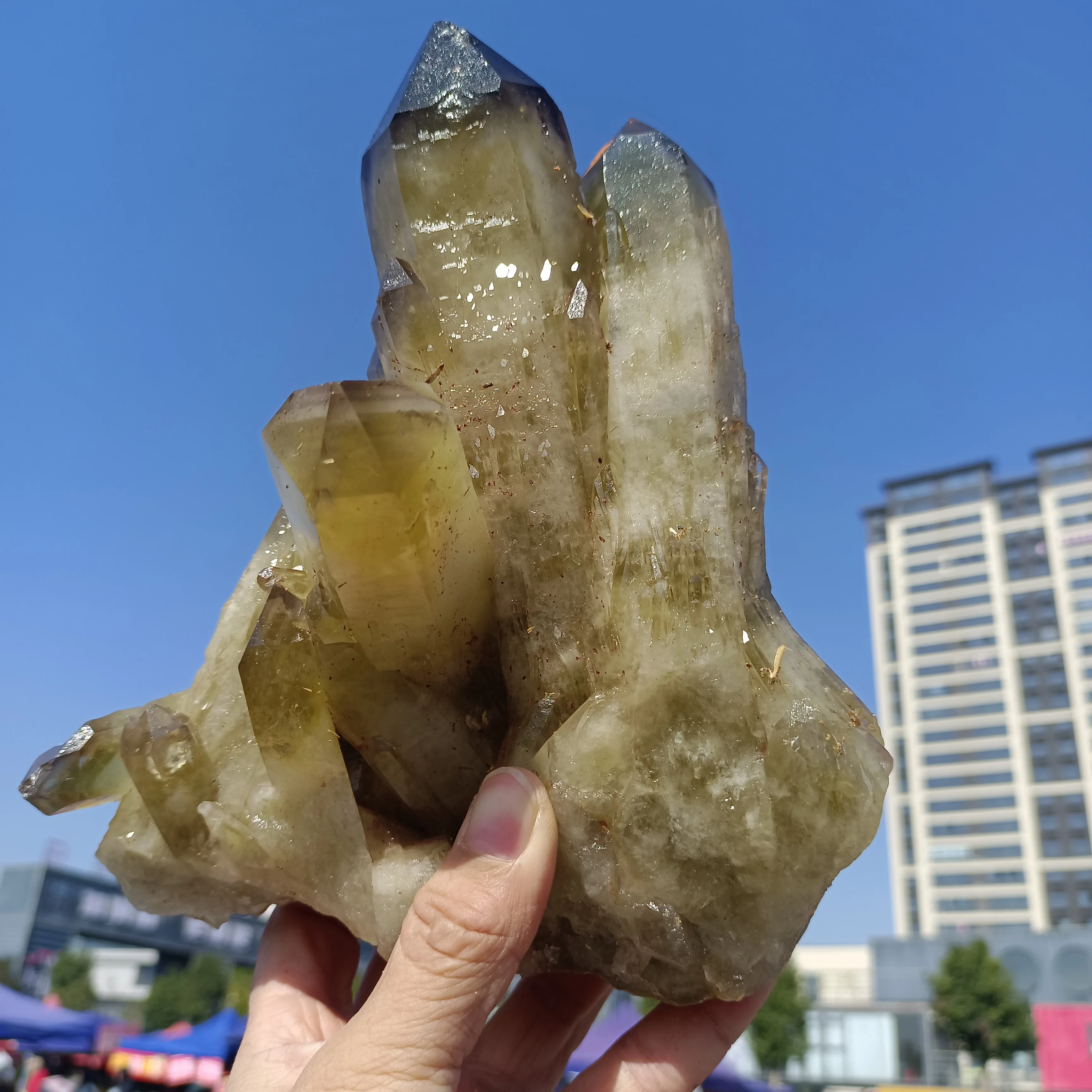 

Magical Natural Yellow Quartz Cluster, Yellow Crystal Original Cluster Mineral Reiki Healing Stone, Home Office Degaussing Adorn