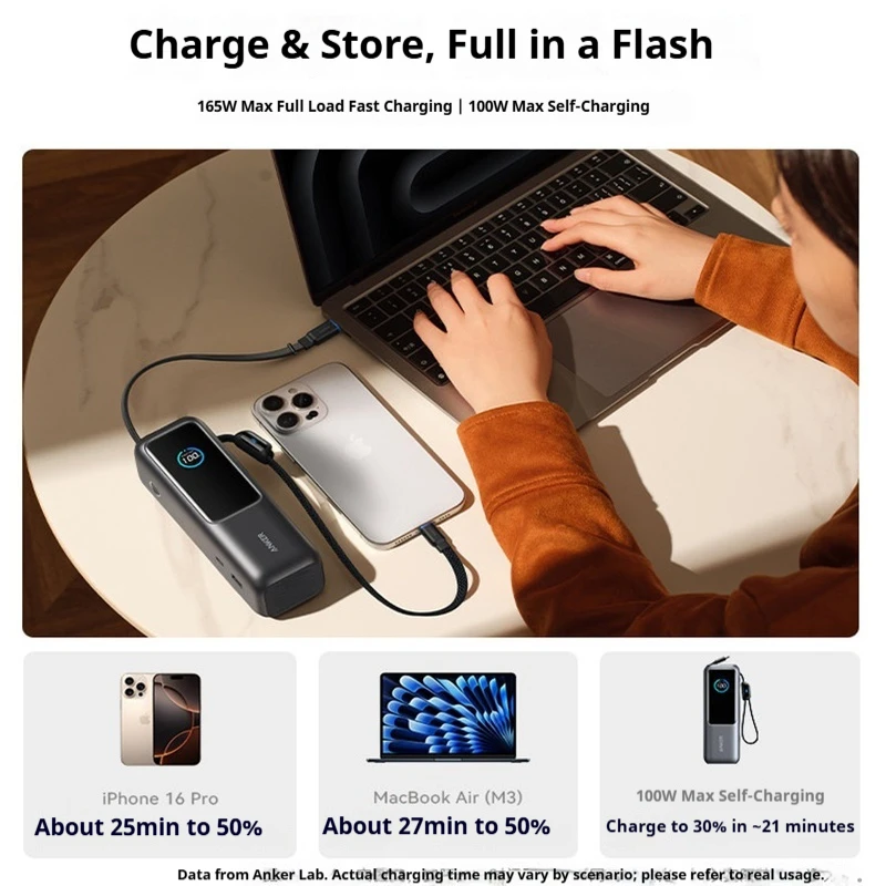 Anker ZOLO Energy Capsule 165W Power Bank with Built-in 70cm