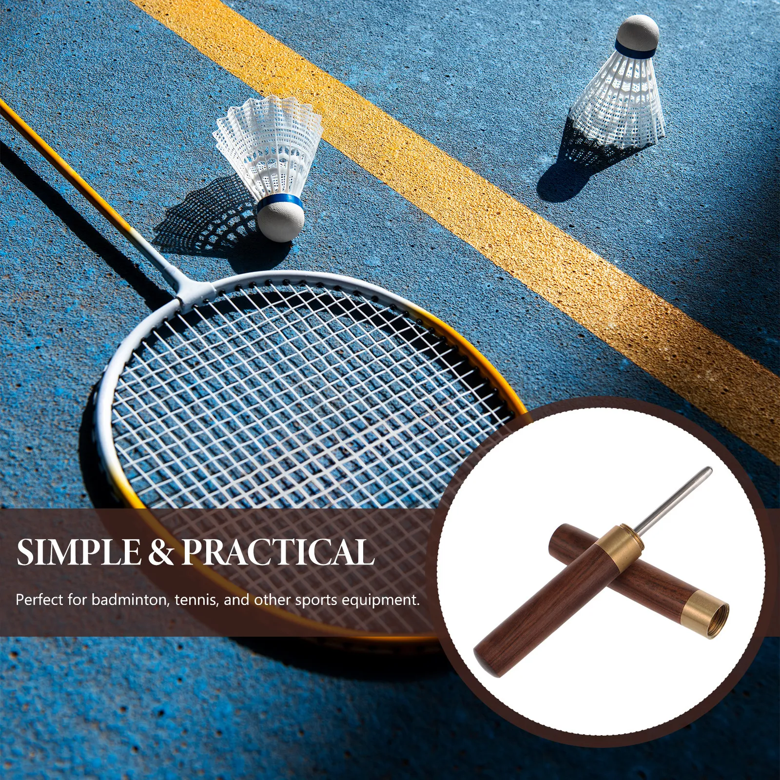 

Badminton Racket Stringing Awl Stainless Steel Wood Construction Ergonomic Efficient Wire Pulling Tool for Tennis