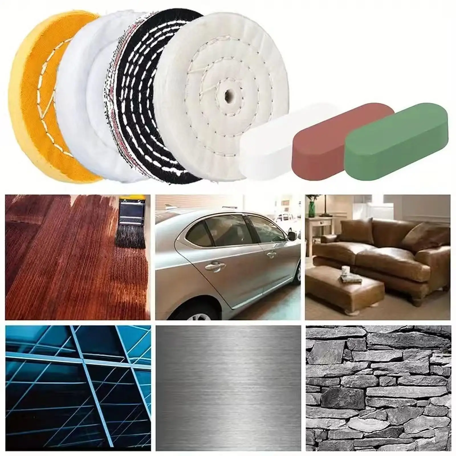 

Multicolor Buffing Polishing Pad Set Cotton Wheel Kit for Angle Grinder Grinding Metal Stainless Steel Wood
