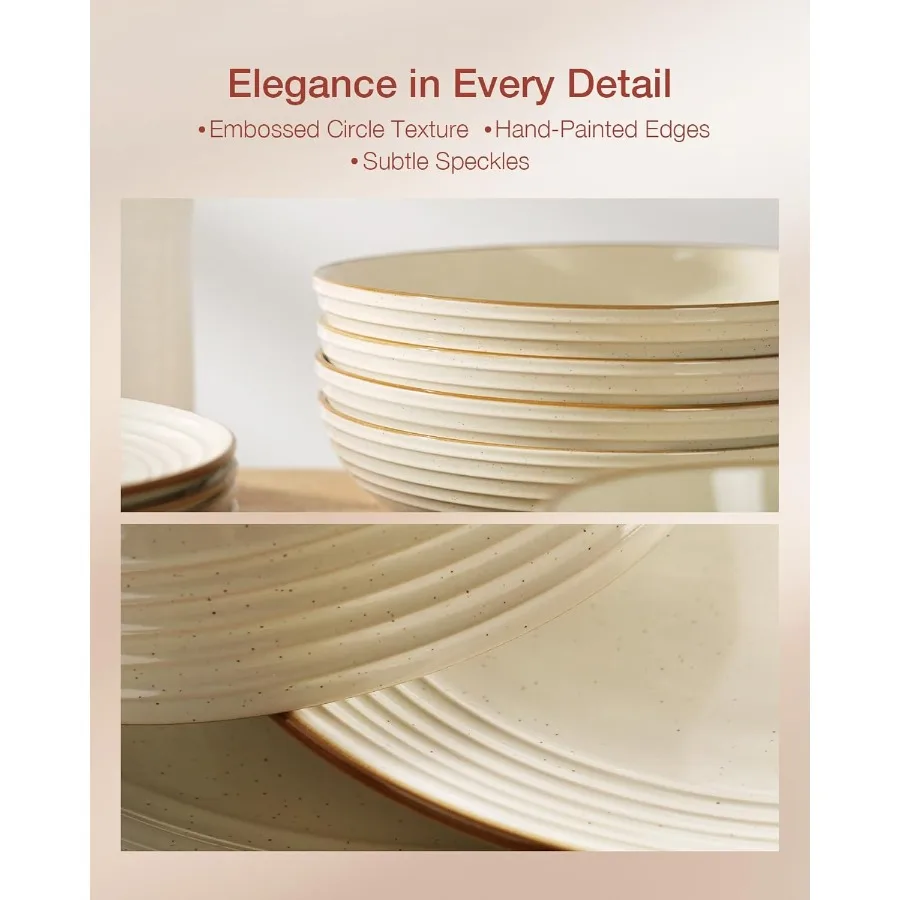 طقم أواني طعام جوبيتر أطباق وأطباق أطقم أطباق لـ 6 18 قطعة من الميكروويف وغسالة الأطباق آمنة من الخزف الحجري المرقط أدوات المائدة Ch #6