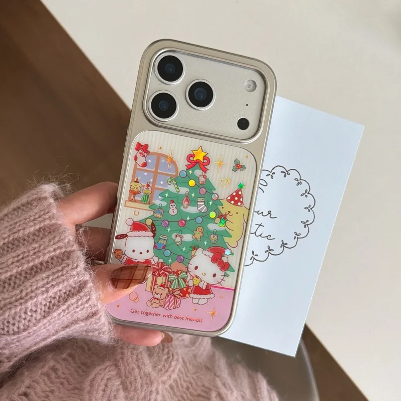 

New Year gift Cute cartoon Christmas Wish Tree Gingerbread man Hello Kitty phone Case For iPhone 13 14 15 16 17 Pro Max Cover