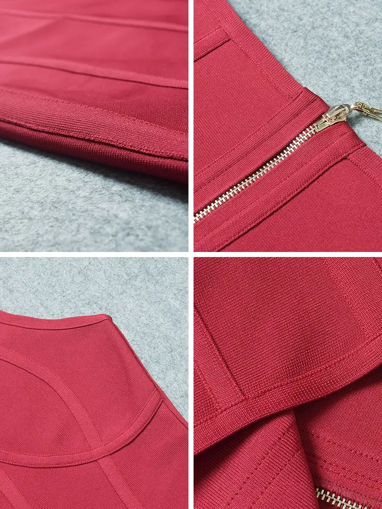 Vestido rojo vino de alta calidad, vestido de noche ajustado con cremallera y tanque de verano, vestido Bandage Vintage para mujer, Vestidos de fiesta XL 2025