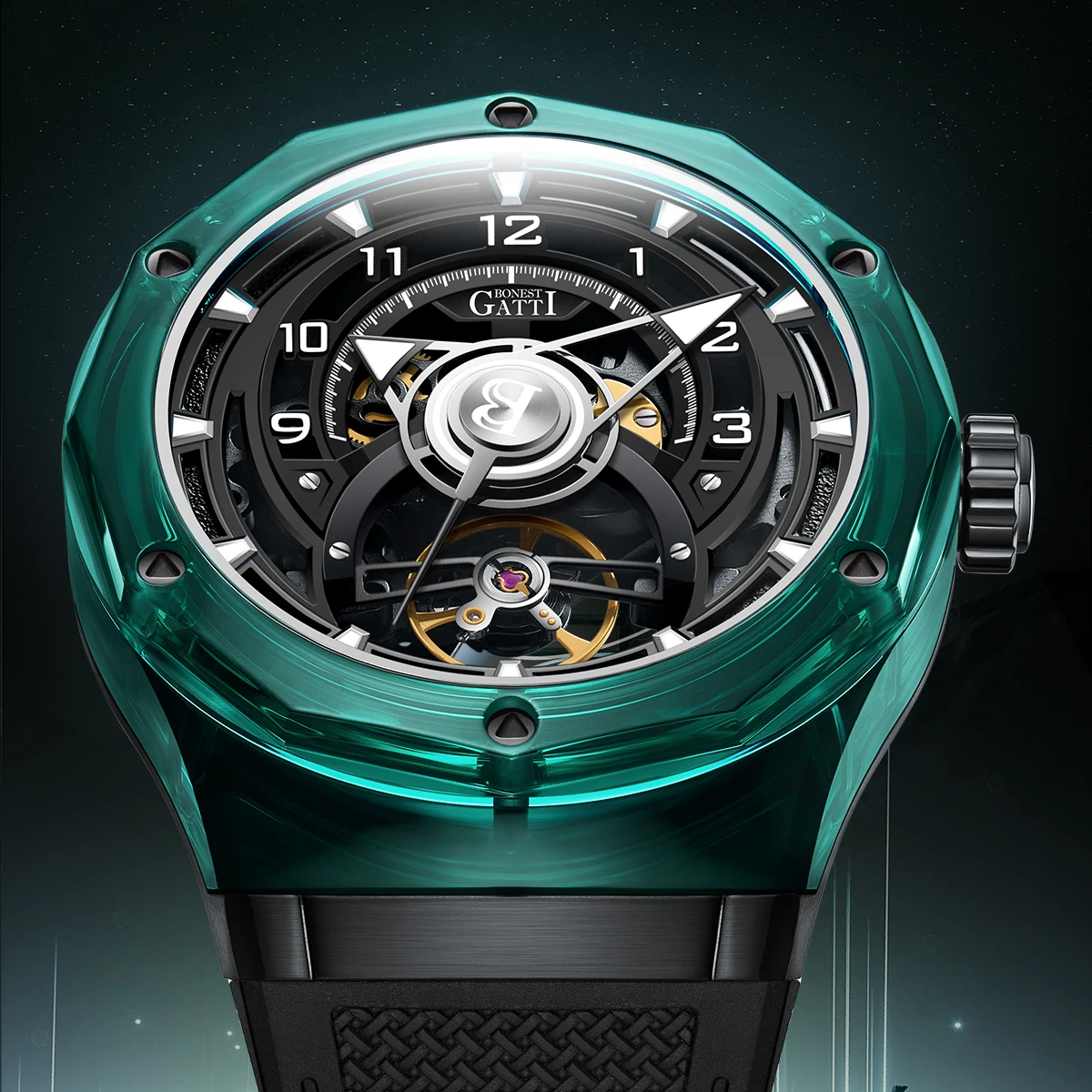 

Bonest Gatti High Quality Men Luxury Refined Sapphire Watch case Transparent Luminous Automatic Mechanical Watch for Men