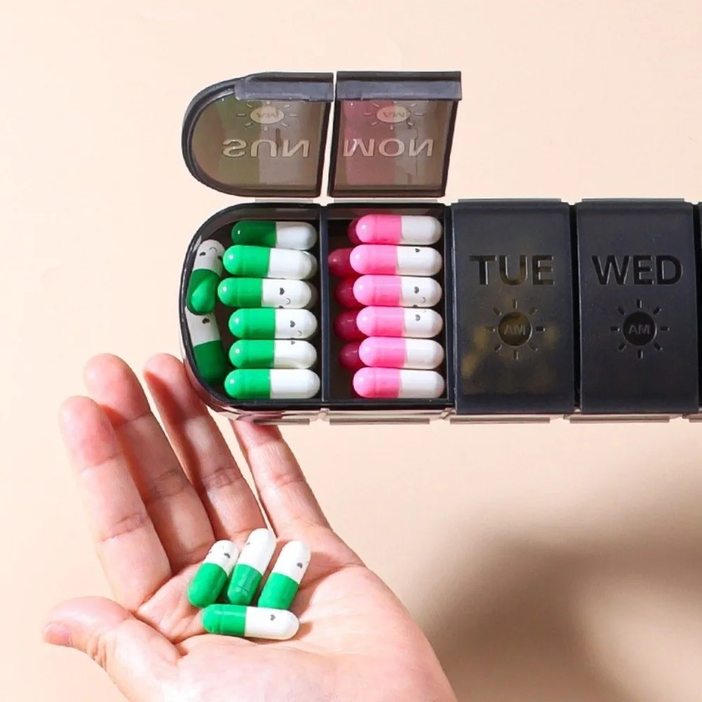 

14 Grid Weekly Pillbox Tablet Holder 7 Days Pill Dispenser Vitamin Pill Case Double-Layer Leak-Proof Pill Storage Box Boys/Girls
