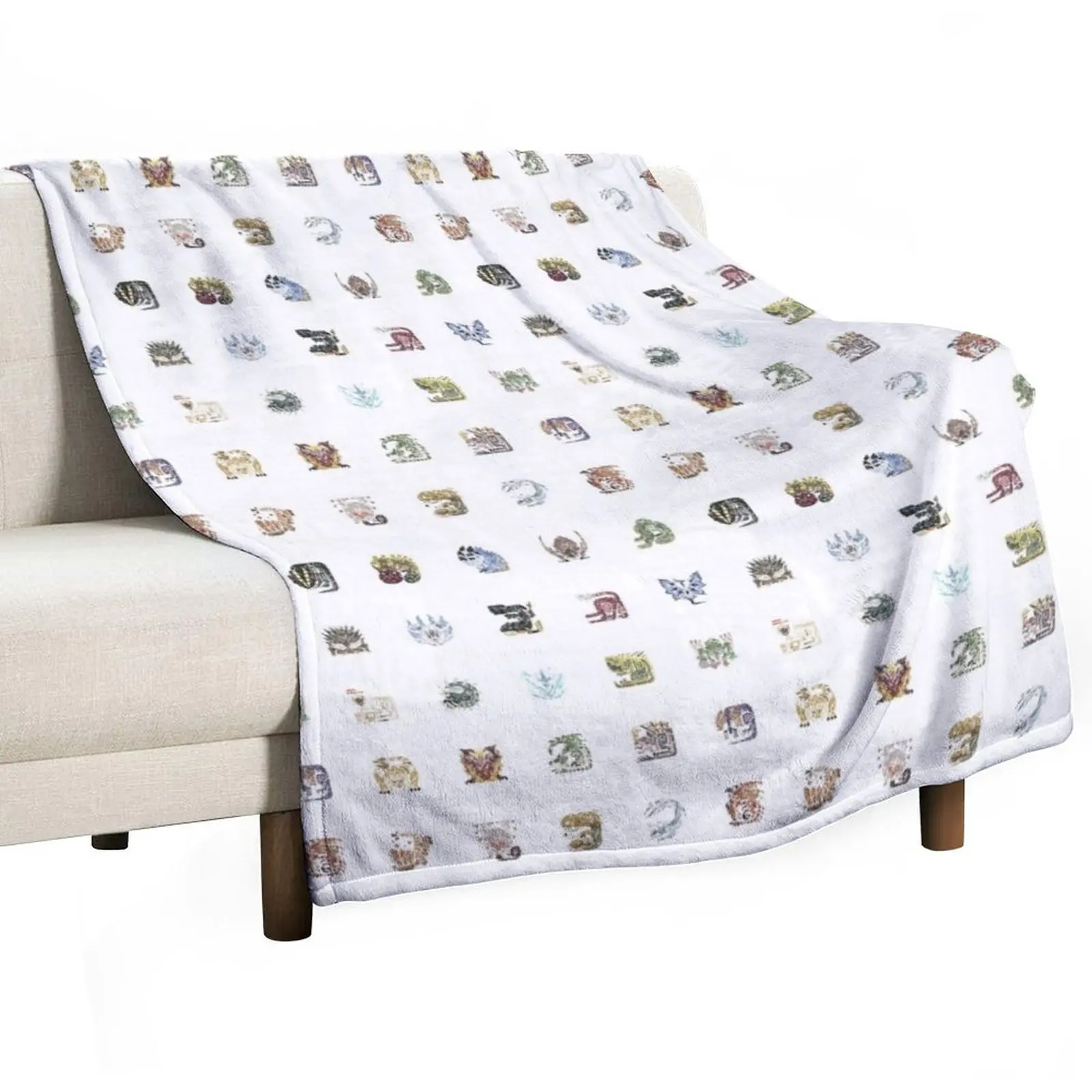 

Monster Hunter World Tiled Icons Throw Blanket Beautifuls Soft Soft Plaid Comforter Blankets