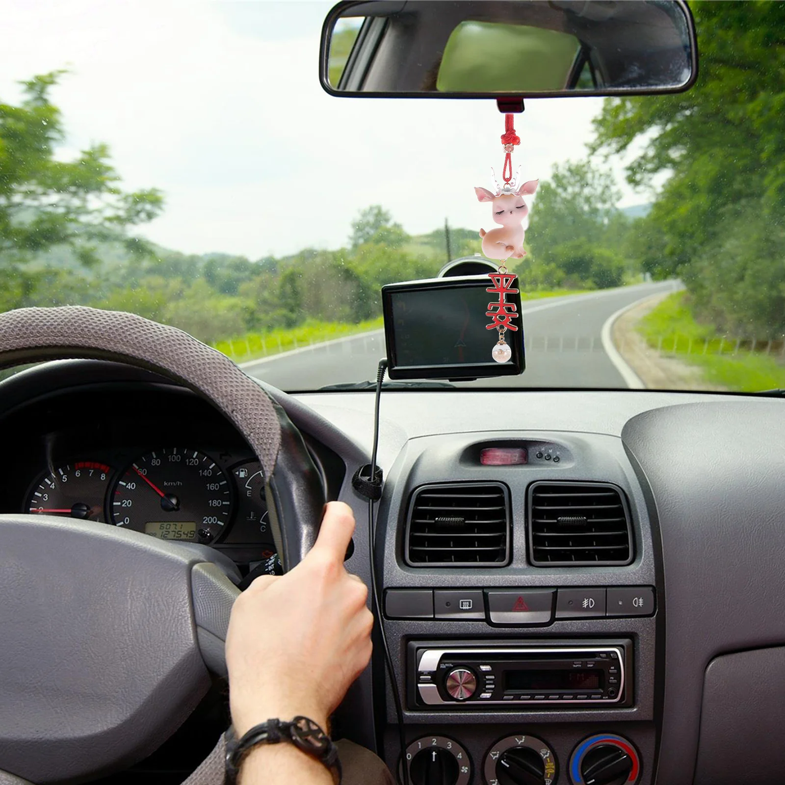 

Car Rearview Mirror Deer Hanging Ornament Charm Stylish Hanging Car Accessories Rear View Mirror Interior Decoration