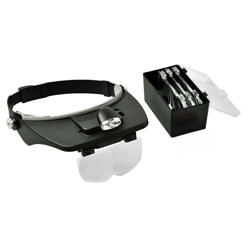 Head-mounted LED lamp magnifying glass, high magnification, portable helmet magnifying lamp, beekeeping tools