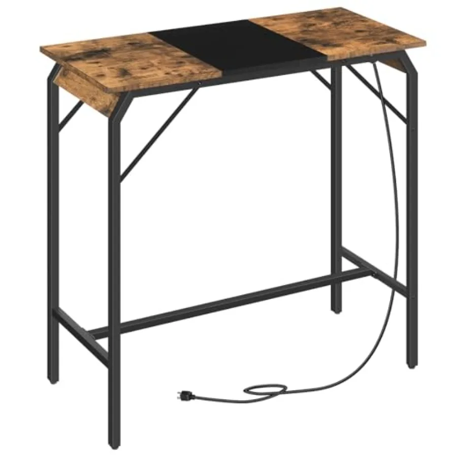 

Барный стол с розетками, прямоугольный, высокий, для кухни, гостиной, бара, в деревенском стиле