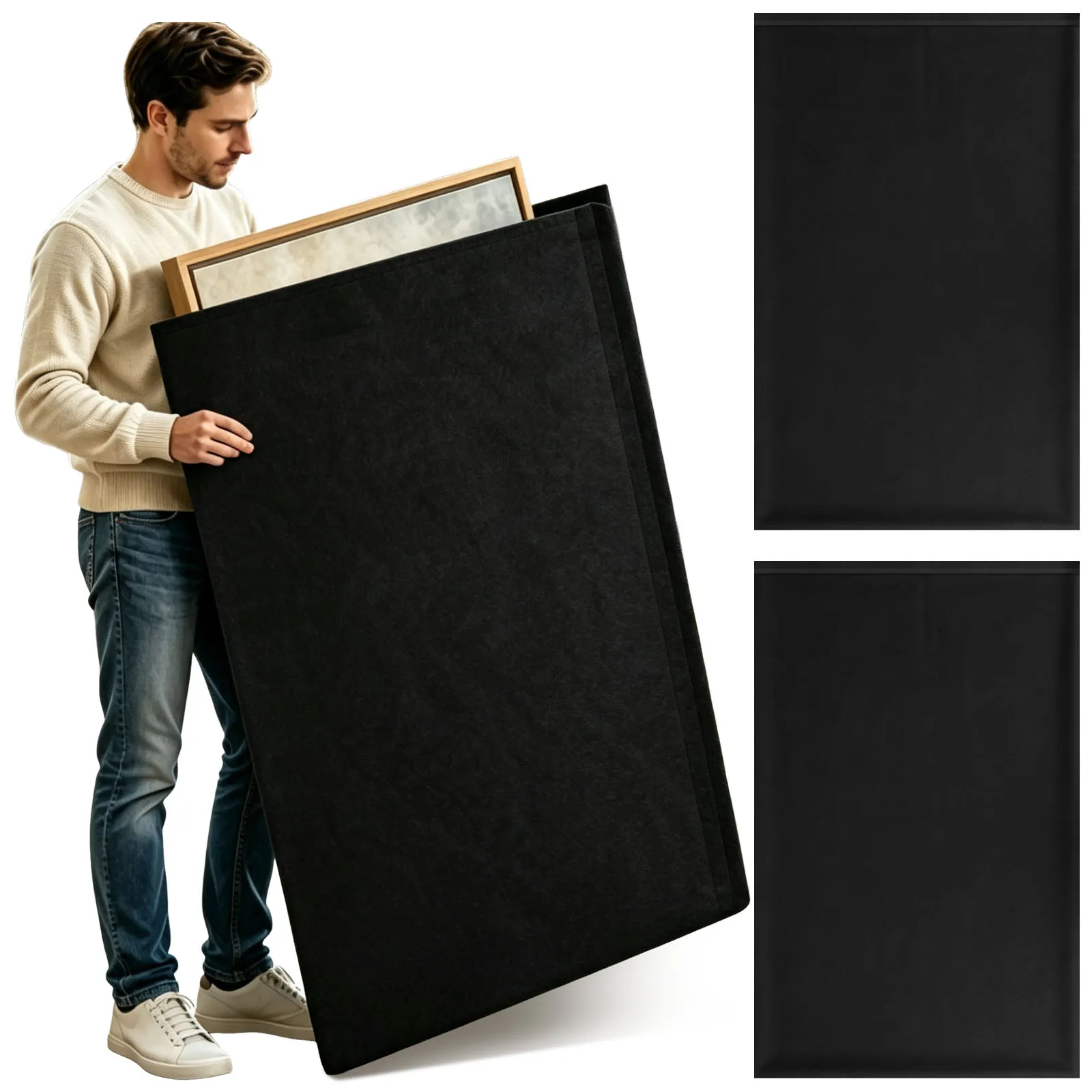 2 Pcs  Felt Picture Frame Moving Bag Mirror and Picture Moving Protective Supply for Artwork Canvas Painting Frame Wrap Pouch