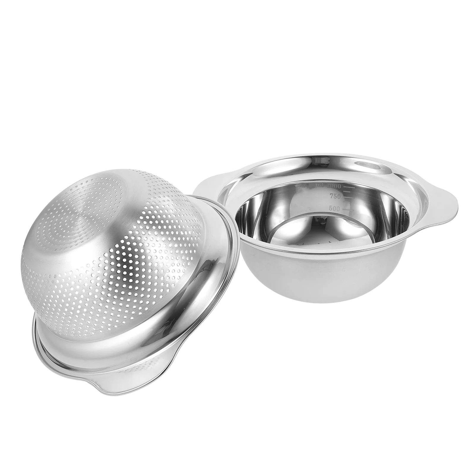 

1 set 1 Set Stainless Steel Colander Mixing Bowl Drain Basket For Fruits Vegetables Washing Multipurpose Kitchen Strainer Basin