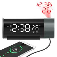 LED Digital Alarm Clock 180° Rotation Electronic Table Projector Watch Time Projection Bedroom Bedside Automatic Backlight Clock