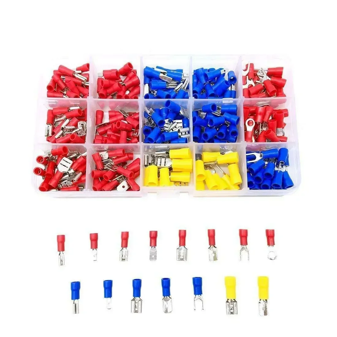 280 Pcs Electrical Cable Connectors Assorted, Insulated Wire Cable Crimp U-Type Fork Spade Butt Ring Connector Assortment Kit,