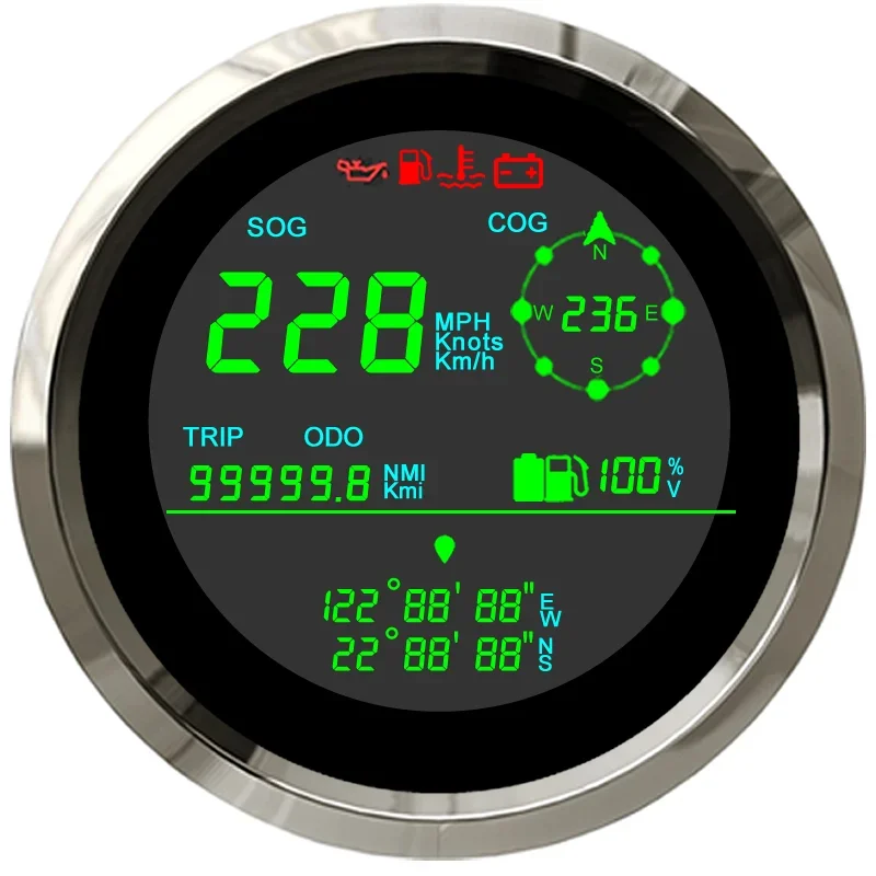 

Digital Speedometer GPS Compass Indicator Lights For Marine Boats Yachts