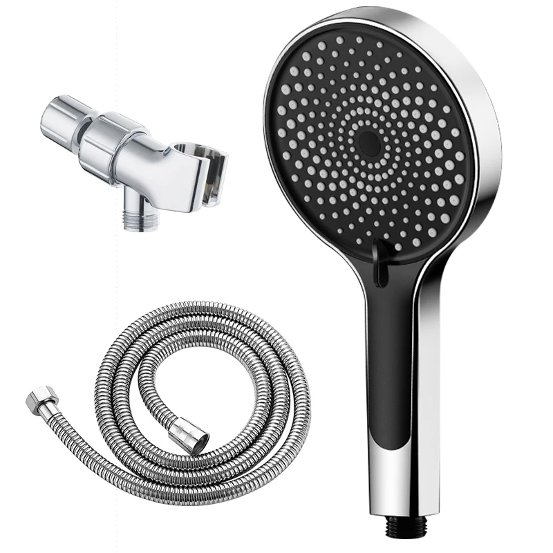 

Three level adjustable pressurized shower head with 1.5-meter shower hose, adjustable fixed base and high water output