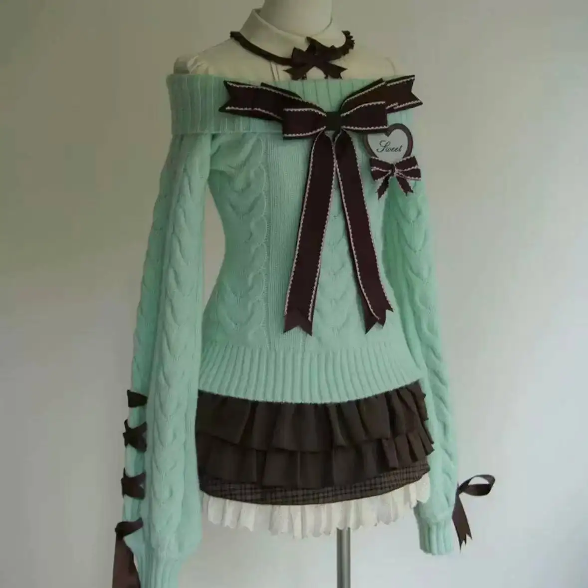 Autunno Inverno Dolce Sexy Y2k E-girls Slim Fit Maglioni con spalle scoperte Maglione lavorato a maglia Casual Manica lunga Moda coreana Pullover