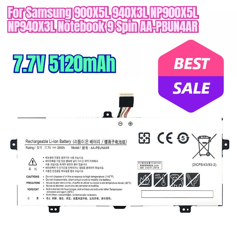 

7.7V 5120mAh Laptop Battery for Samsung 900X5L 940X3L NP900X5L NP940X3L Notebook 9 Spin AA-PBUN4AR