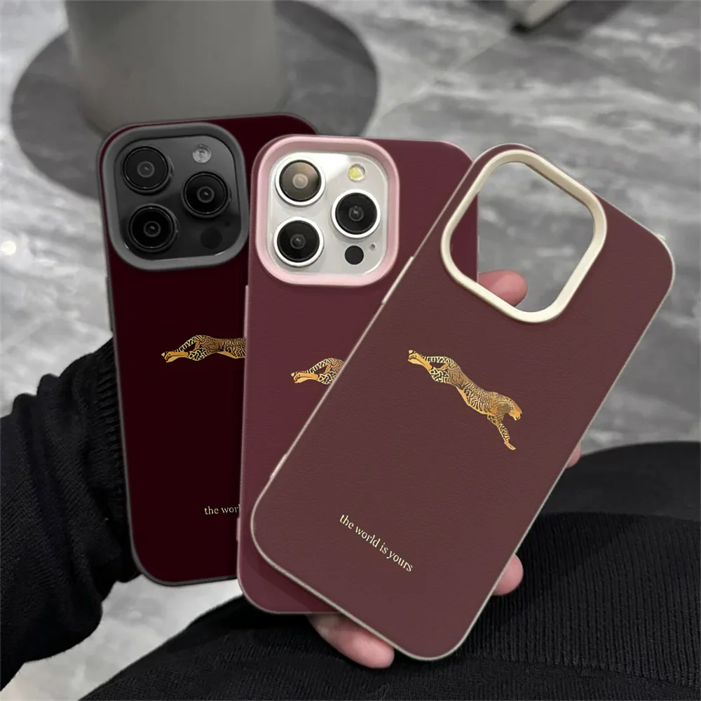 El Guepardo Veloz ﻿ Funda para Teléfono iPhone 17E 14 15 Pro Max 13 12 11 16 15 Plus Air 16e, Cubierta Suave de Silicona con Textura de Cuero