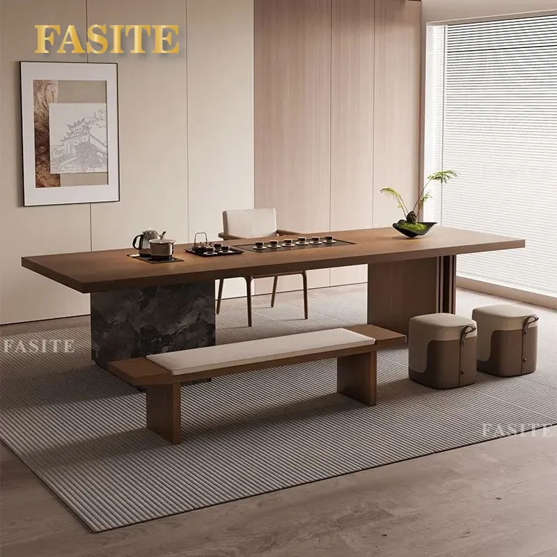 For Solid Wood Light Luxury Island Tea Table Set High End Home Living Room Office 2025 New Complete Tea Drinking Furniture