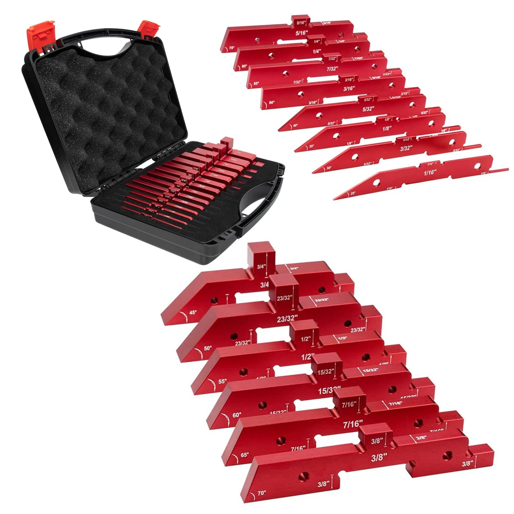 Table Setup Blocks for Woodworking, 14pcs Aluminum Alloy Precision Set up Bars, Height, Depth, Angle & Fence Alignment Gauge Set