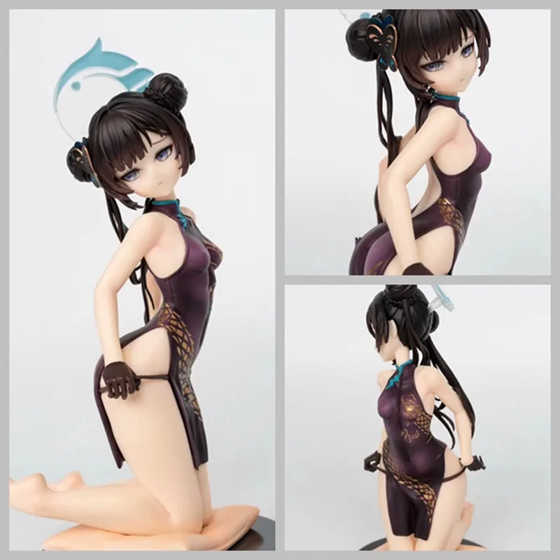 

19cm Blue Archive Longhua Fei Xiao Cheongsam Kneeling Position Fei Ji Chinese-style Girl Game Box Action Figures