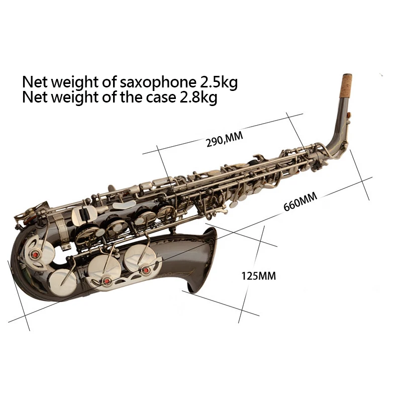 Professionelles E-flat Alt-Saxophon aus schwarzem Nickel mit Vollblumen