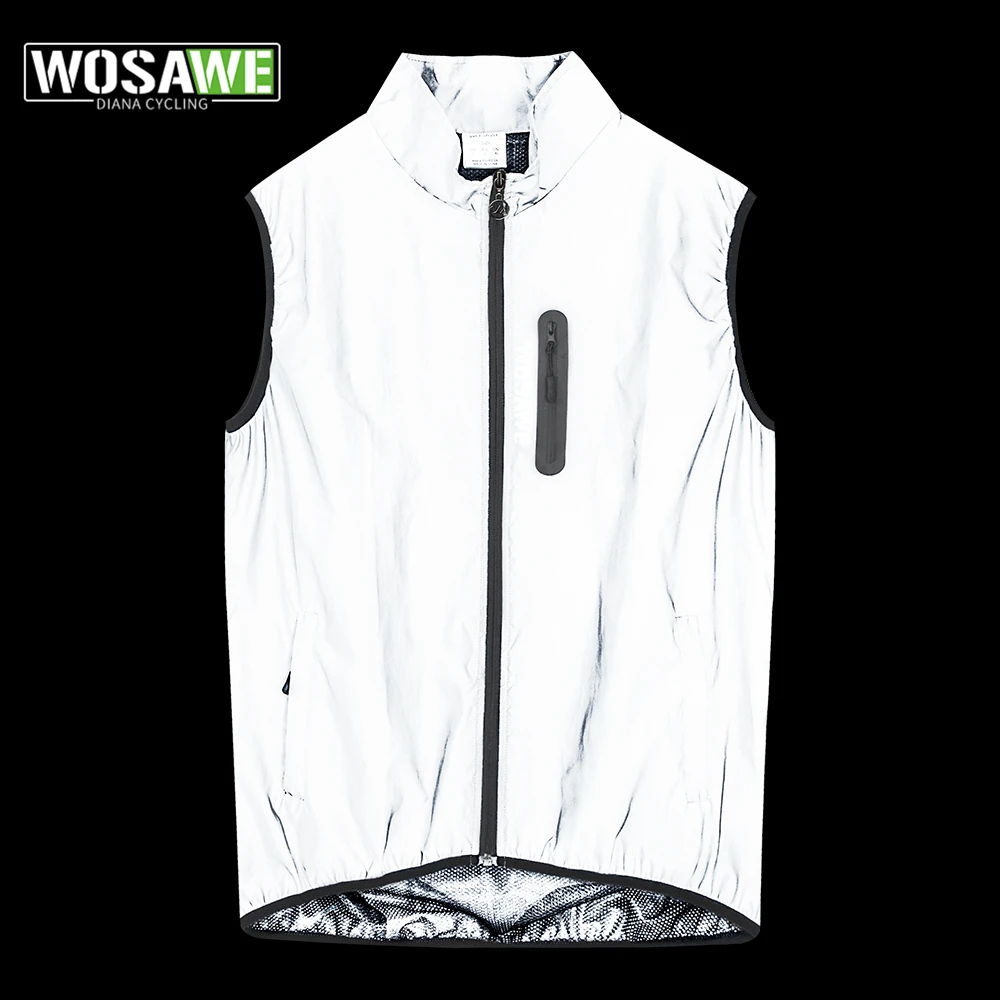 WOSAWE Men's Reflective Safety Cycling Vest MTB Lightweight Water repellent Windproof Vest Mesh Sleeveless Jacket Running Vest