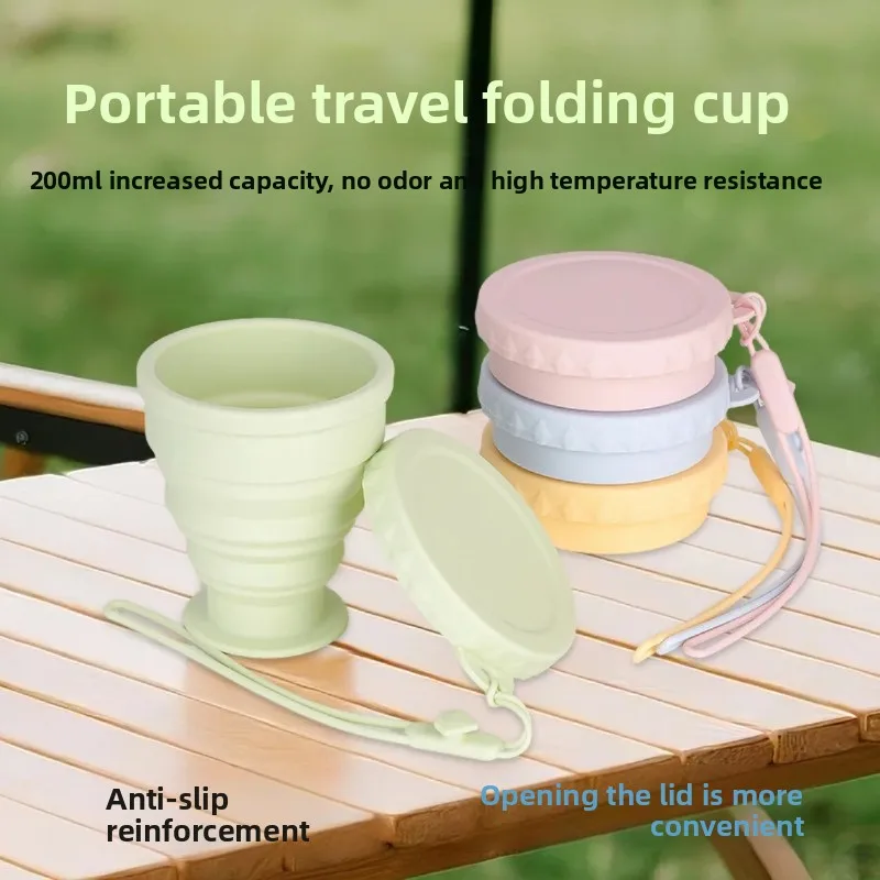 

Portable Folding Silicone Water Cup Compressed Travel Mouthwash Water Cup Outdoor Camping Food Grade Retractable Silicone Cup