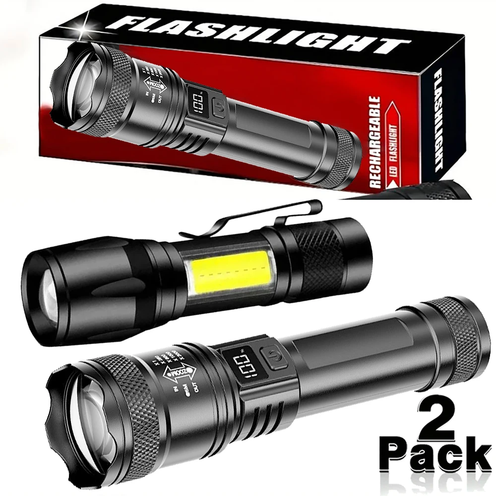 100000LUM LED-Handtaschenlampe, leistungsstarke, wiederaufladbare Typ-C-Taschenlampe, ZoomLight für Outdoor-Camping, Wandern, Notfall-Laterne