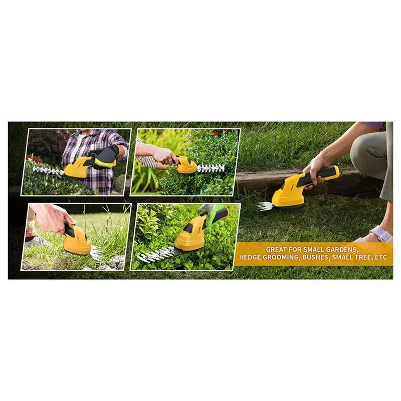 

MCGS-Cordless 2 In 1 Grass Shear Hedge Trimmer Light Weight Electric With Type-C Handheld Shrub Trimming Functionality