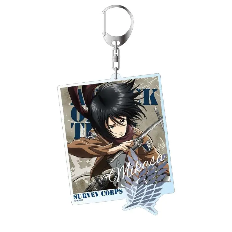 Acrylic Key Buckle for Attack On Titan Armin Arlert Levi Ackerman Mikasa Ackerman Eren Yeager Diy Anime Theme Acrylic Pendant