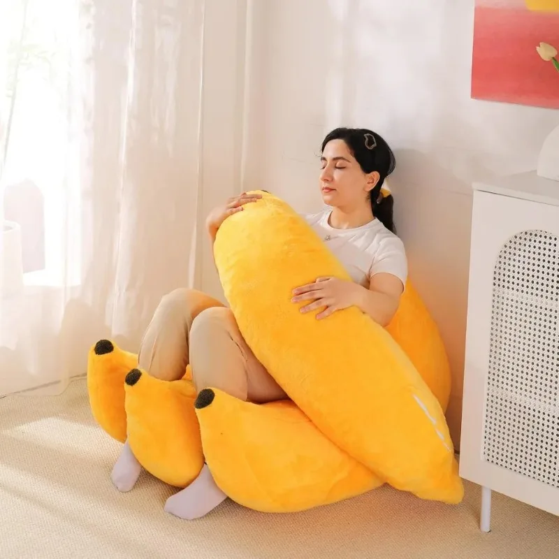 Banana Bean Bag Chair with Ottoman, Floor Sofa Bed with Footrest, Comfy Convertible Lounger for Teens & Adults, Plush Couch view 6