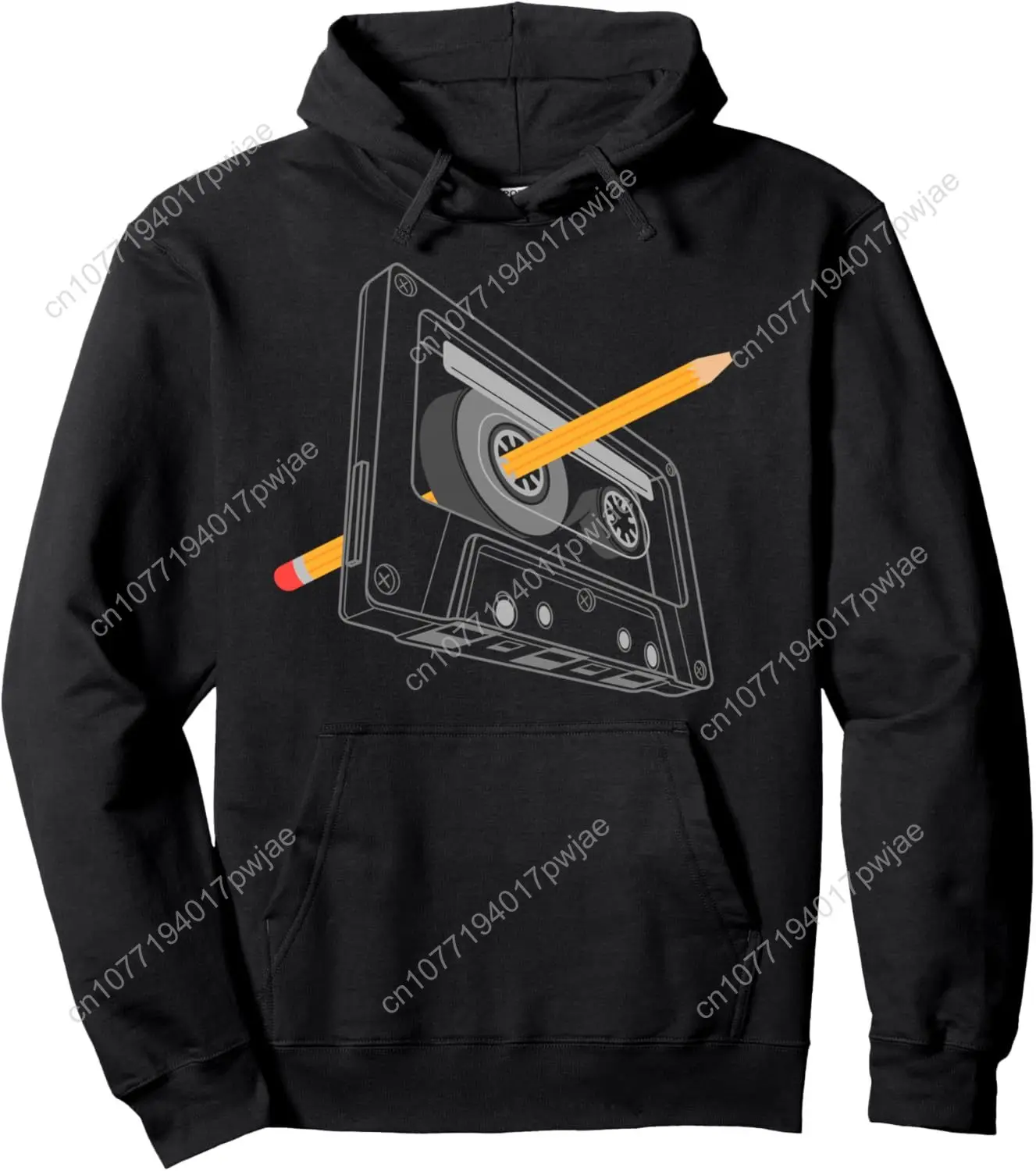 

Vintage Rewind Funny 80s 90s Cassette Pencil Gift Men Women Pullover Hoodie