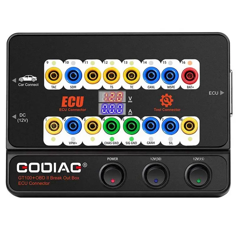 GODIAG GT100+ OBDII Breakout Box ECU Bench Connector CANBUS Protocol And Electronic Current Display US-PLUG