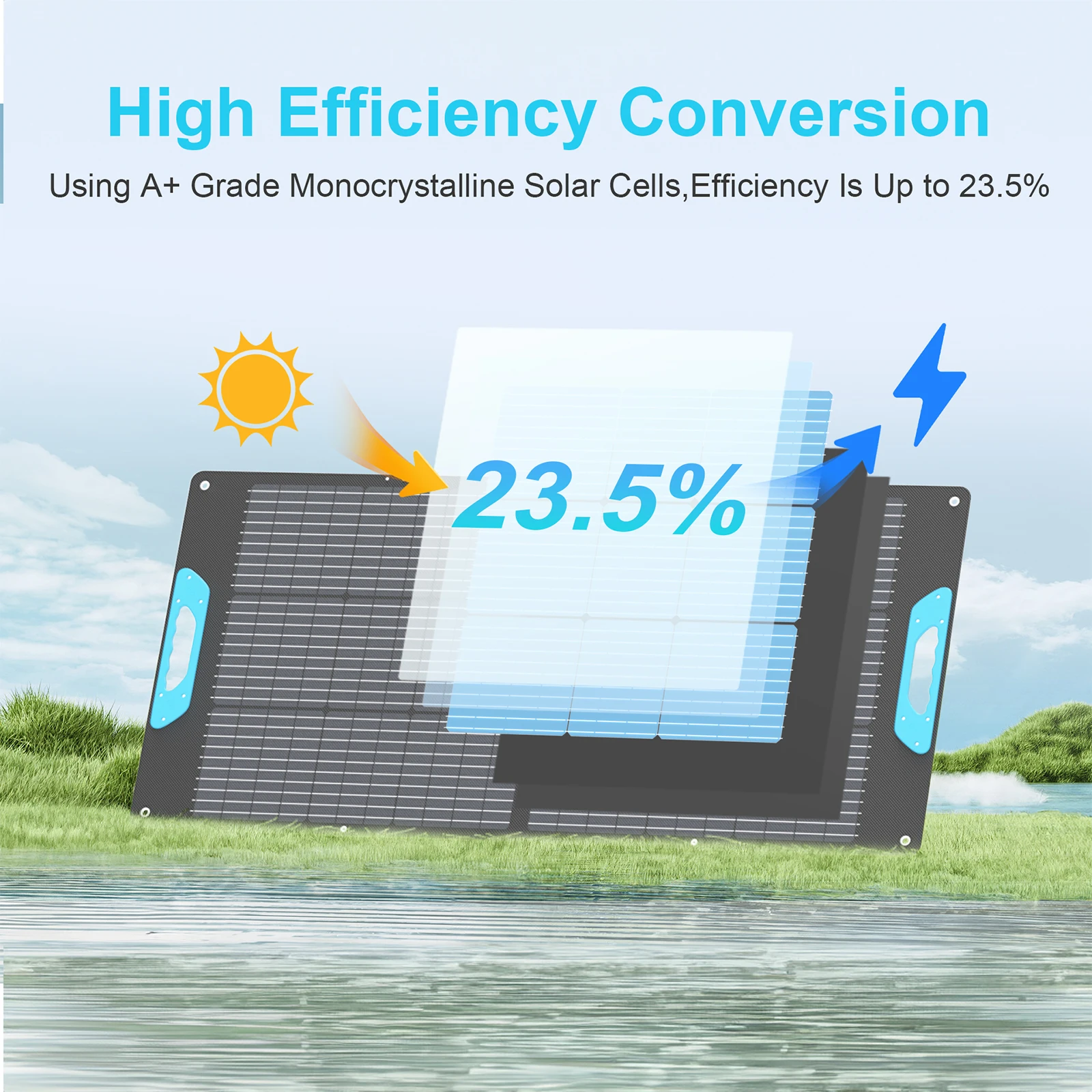 E-POWO 110W/220w Portable Solar Panel for Power Station, 23.5% High Efficiency Monocrystalline Silicon Foldable Solar Panels Charger, USB-A &Type-C Output, IP67 Waterproof for RV, Outdoor Camping, Off Grid Blackouts view 6