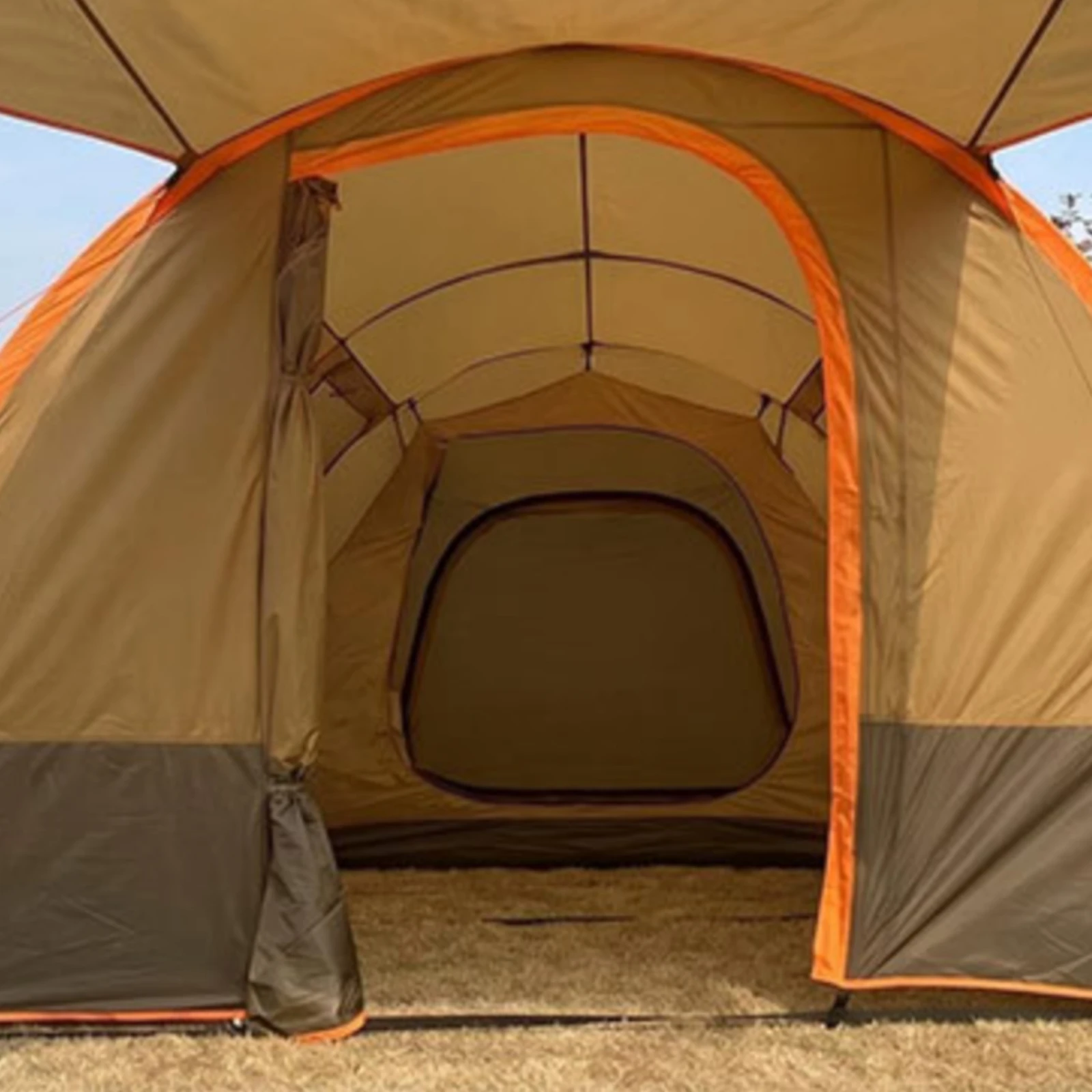 Tunnel Camping Tent Zippered Entrance Tunnel Tent Outdoor Shelter Waterproof Good Ventilation