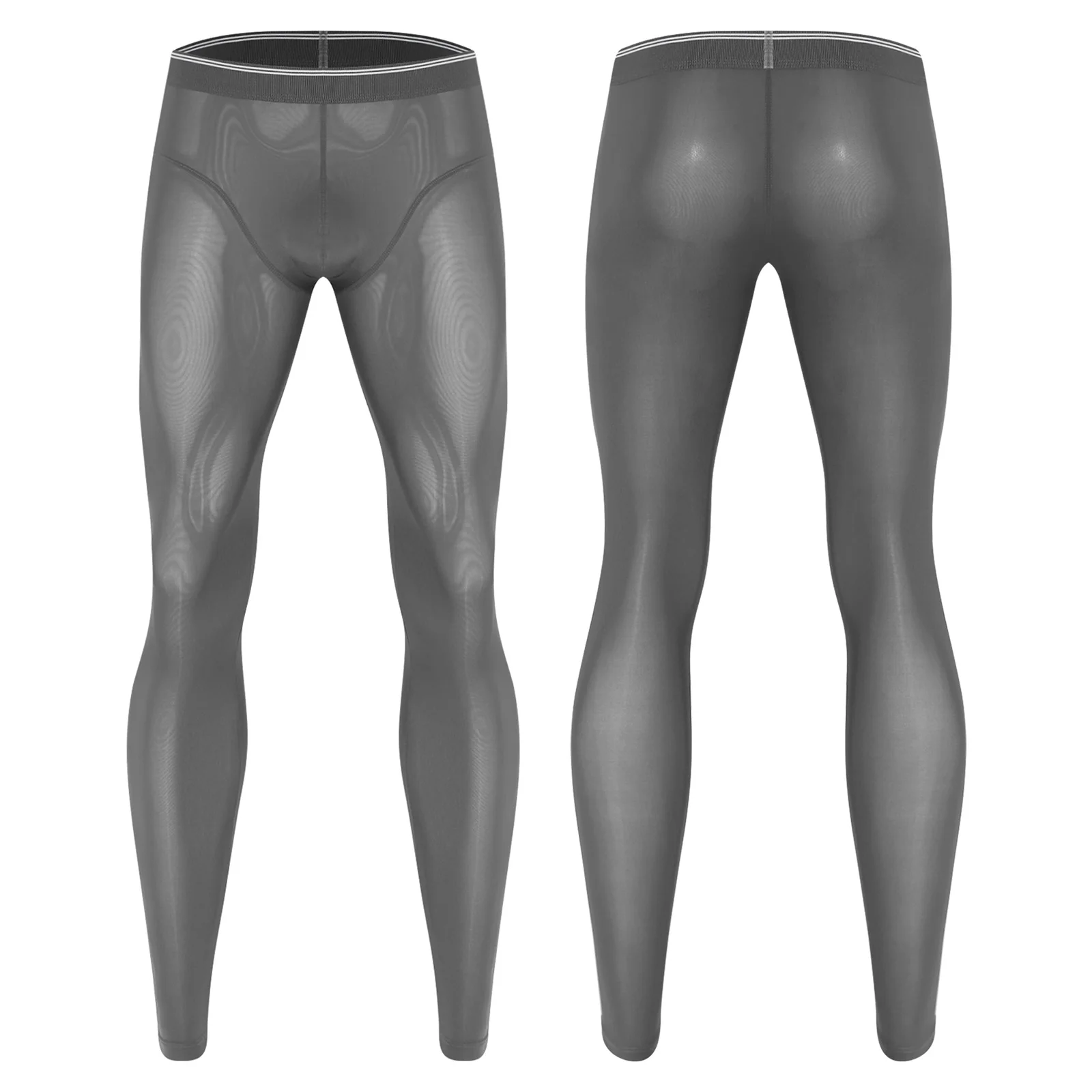 男性スリムフィットレギンスタイツミッドウエストバルジポーチボトムパンツ伸縮性通気性超薄型タイツ運動下着パンツ