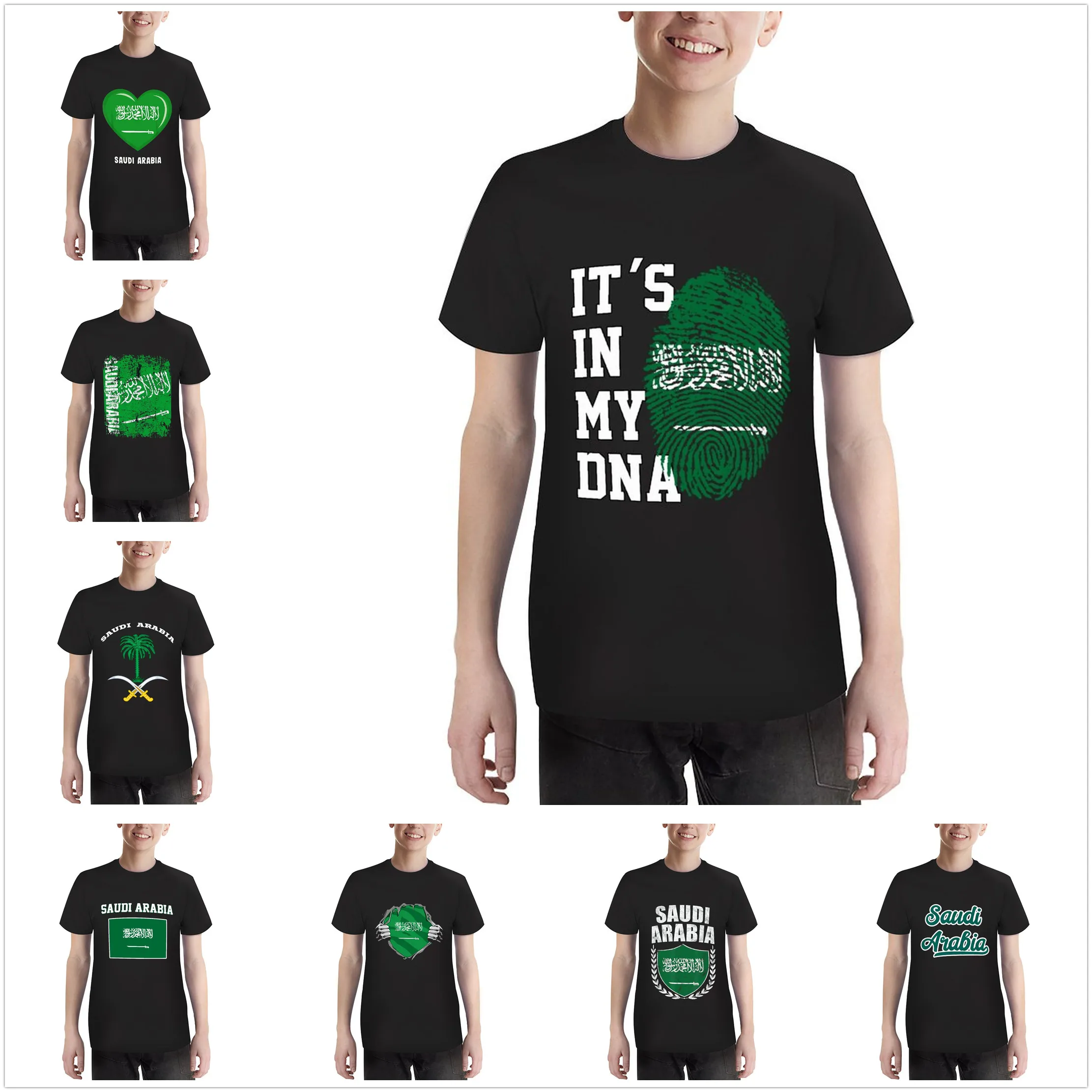 Youth Boy/Girl IT'S IN MY DNA Saudi Arabia Flag Love Saudi Arabian T-shirt Kids tshirt tee 100% Cotton T Shirt Children