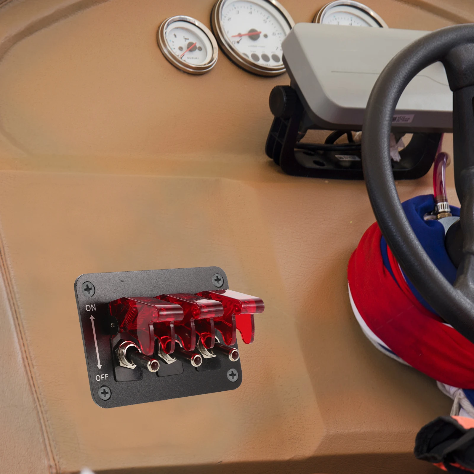 

3 Position Switch Panel Lighted LED Boat Rocker Toggle 12V Heavy Duty Marine On Marine Toggle Switch Off Volt Switches